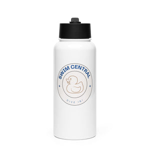 Stainless steel water bottle with a straw lid